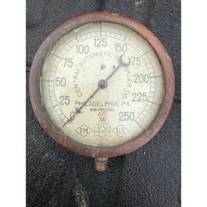 Antique Brass AIR Gauge Central Automatic 0–250 PSI‎ U.S. Gauge Co Philadelphia
